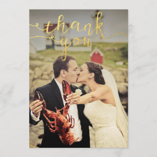 Wedding Photo Gold Foil Thank You Cards
