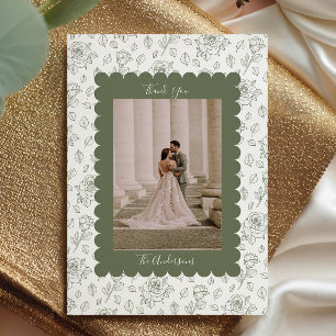 Wedding Photo Guest Appreciation Sage Floral Thank You Card