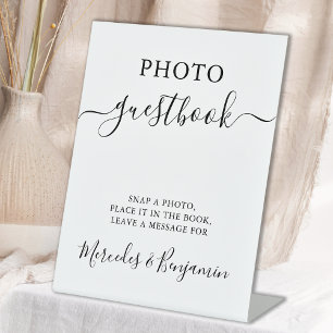 Wedding Photo Guest Book Modern Calligraphy Pedestal Sign