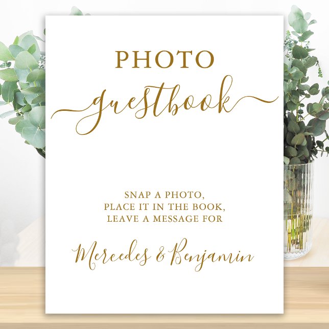 Wedding Photo Guest Elegant Gold Calligraphy Sign (Creator Uploaded)
