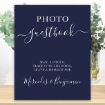Wedding Photo Guest Modern Calligraphy Navy Blue Poster<br><div class="desc">Photo Guest Book ! Simple yet elegant calligraphy, this wedding photo guest book sign features guest book in elegant calligraphy, and snap a photo, place it in the book, and leave a message for. Customise this elegant wedding sign with your names! COPYRIGHT © 2020 Judy Burrows, Black Dog Art -...</div>
