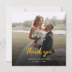 Wedding Photo Hand-Lettered Couples Thank You Card