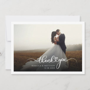Wedding Photo Hand-Lettered Script Thank You Card