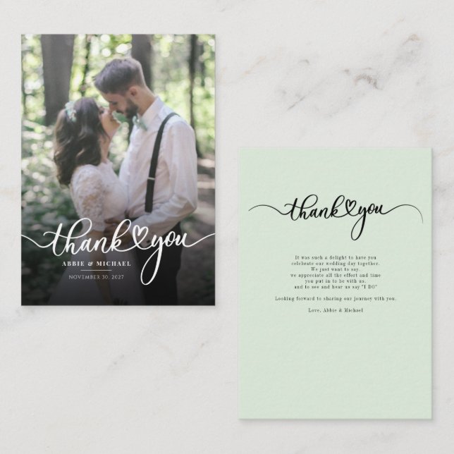 Wedding Photo Hand-Lettered Thank You Card (Front/Back)