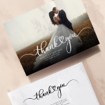 Wedding Photo Hand-Lettered Thank You Card<br><div class="desc">A great and thoughtful way to thank your friends,  family,  and coworkers who graced you with their presence on your wedding day with this modern minimalist photo thank you cards with script hand lettered "thank you" and a love heart.</div>