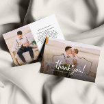 Wedding Photo Hand-Lettered Thank You Card<br><div class="desc">A great and thoughtful way to thank your family, friends, and coworkers who showed up on your wedding day to support and celebrate your special day, with this modern minimalist wedding photo thank you card, featuring script hand lettered "thank you" and a love heart. Easily change the custom message on...</div>