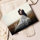 Wedding Photo Hand-Lettered Thank You Card<br><div class="desc">A great and thoughtful way to thank your friends,  family,  and coworkers who graced you with their presence on your wedding day with this modern minimalist photo thank you cards with script hand lettered "thank you" and a love heart.</div>