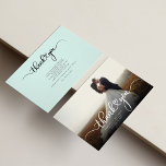 Wedding Photo Hand-Lettered Thank You Card<br><div class="desc">A great and thoughtful way to thank your friends,  family,  and coworkers who graced you with their presence on your wedding day with this modern minimalist photo thank you cards with script hand lettered "thank you" and a love heart.</div>