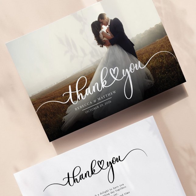 Wedding Photo Hand-Lettered Thank You Card (Creator Uploaded)