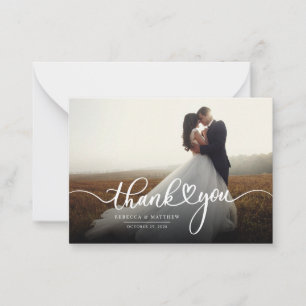 Wedding Photo Hand-Lettered Thank You Card