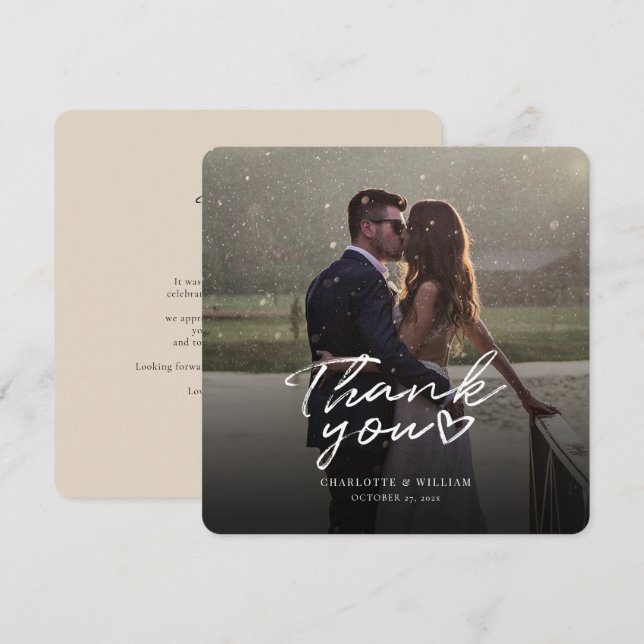 Wedding Photo Handwritten Elegant Thank You (Front/Back)