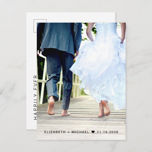 Wedding Photo Happily Ever After Party Reception Invitation Postcard (Front/Back)