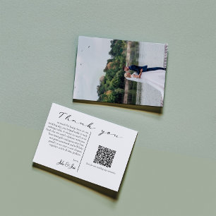Wedding photo happy memories QR code Thank You  Card