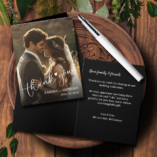 Wedding Photo Heart Folded Thank You Note Card