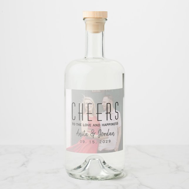 Wedding Photo Liquor Bottle Label (Front)