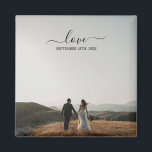 Wedding Photo Memory Love Script Wedding Magnet<br><div class="desc">A beautiful way to remember one of the best days of your life,  your wedding day. Remember that special moment forever with this wedding photo memory photo magnet. Personalise the script typography to your own text and wedding date.</div>