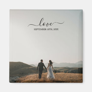 Wedding Photo Memory Love Script Wedding Magnet