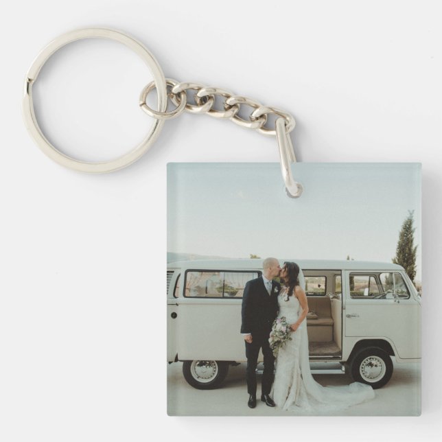Wedding Photo Memory Newly Weds Keepsake Key Ring (Front)