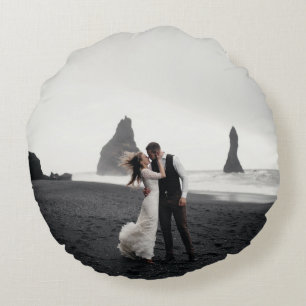 Wedding Photo Memory Newly Weds Keepsake Round Cushion