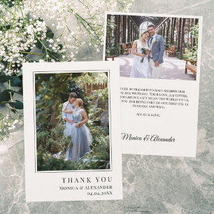 Wedding photo modern simple ivory thank you card