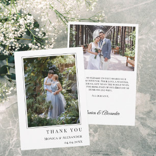 Wedding photo modern simple thank you card
