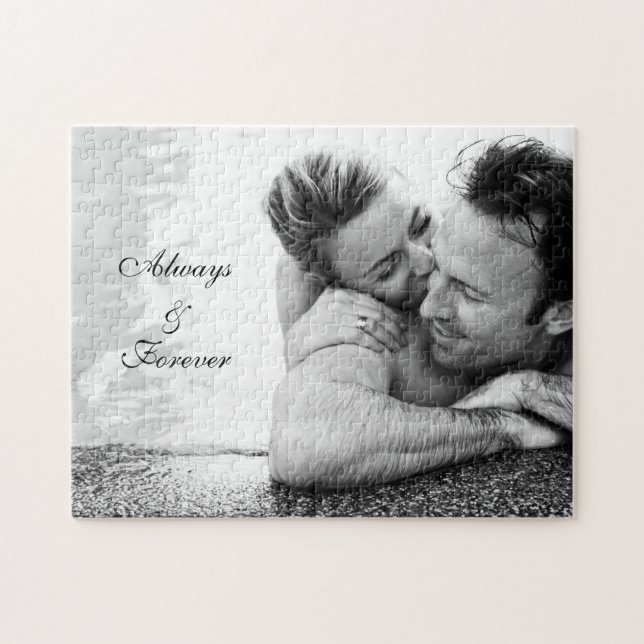Wedding Photo Modern Unique Anniversary Gifts Jigsaw Puzzle (Horizontal)