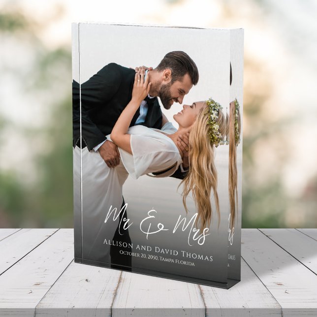 Wedding Photo Mr. and Mrs. Personalised (Mr. and Mrs. Custom Wedding Photo block.)
