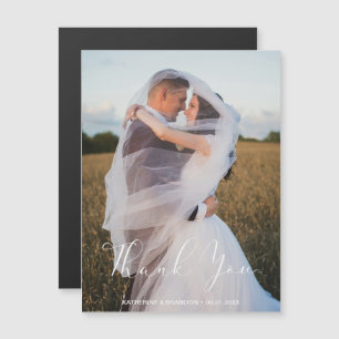 Wedding Photo Name & Date Thank You Magnetic Card