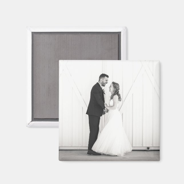 Wedding PHOTO Newlyweds Mr & Mrs Black White Favou Magnet (Front/Back)