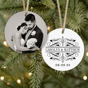 Wedding Photo Ornament Flourished Monogram