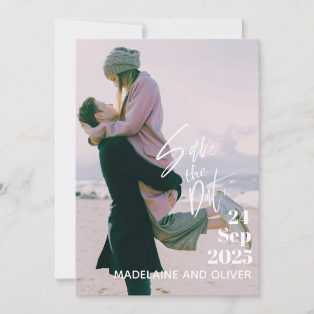 Wedding Photo Overlay Modern Elegant Save The Date Invitation (Front)