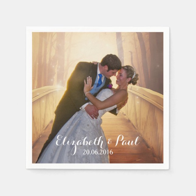 Wedding Photo Personalised Napkin (Front)