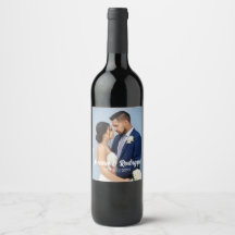 Wedding Photo Personalised Wine Label Couple Name