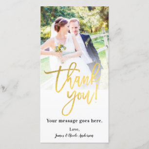 Wedding Photo Picture Thank You Faux Gold Foil