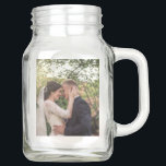 Wedding Photo Pink Roses Couples Mason Jar<br><div class="desc">Remember your wedding with adding your wedding photo to mason jars. On one side of the jar you can add your wedding photo. On the other side is a background of pale pink roses and text for you to customise. Add your married names and wedding date and more.</div>