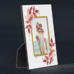 Wedding Photo Plaque<br><div class="desc">Tabletop plaque with a built-in easel features your favourite photo accented with beautiful red, pink and gold leaves. CHANGE the date to the current year or you can delete it or add more information. Great as a gift or to display your favourite photo in your own home. Your image colours...</div>