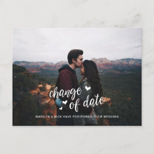 Wedding Photo Postponement, Cute Change of Date Postcard