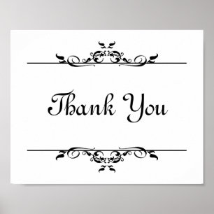 Wedding photo prop sign Thank You elegant scroll