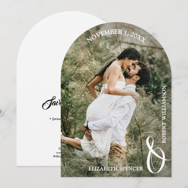 Wedding Photo QR Code Save the Date (Front/Back)