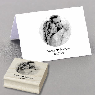   wedding photo save the date  rubber stamp