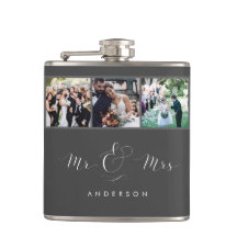 Wedding Photo Script Mr and Mrs Flask | Gray