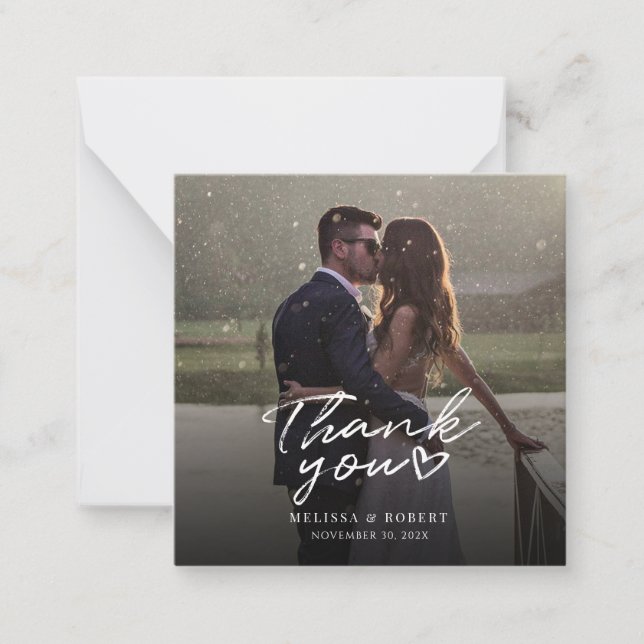 Wedding Photo Script Thank You Card (Front)