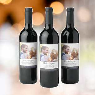 Wedding Photo Script Thank You Favour Wine Label
