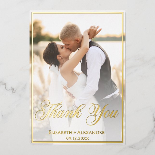 Wedding Photo Script THANK YOU Foil Card (Front)