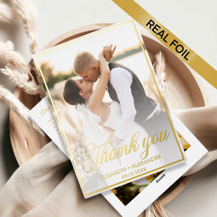 Wedding Photo Script Thank You Foil Card