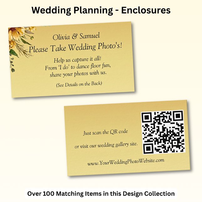Wedding Photo Share - Golden Yellow Enclosure Card (Creator Uploaded)