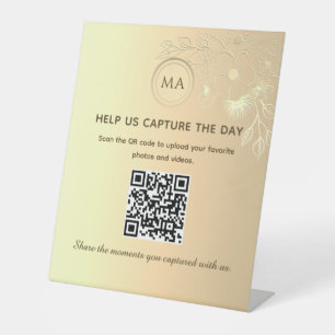 Wedding Photo Sharing QR Code Sign Vintage Gold