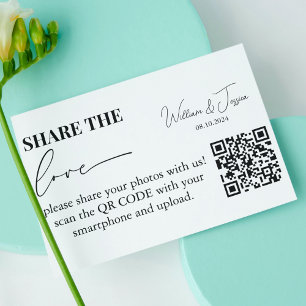 Wedding Photo Sharing   Share The Love QR Code Enclosure Card