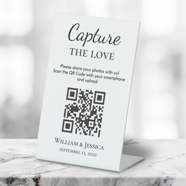 Wedding Photo Sharing With QR Code Pedestal Sign (Creator Uploaded)