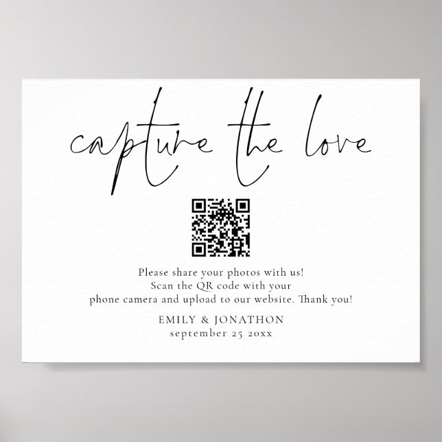Wedding Photo Sign QR Code Capture the Love (Front)